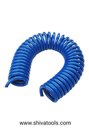 AKARI Heavy Duty Industrial Use Polyurethane Pneumatic  Air Compressor Tubing PU Hose Spiral Tube Pipe 8mm x 5.5 mm, Blue,(10 meters, Flexible Coil)