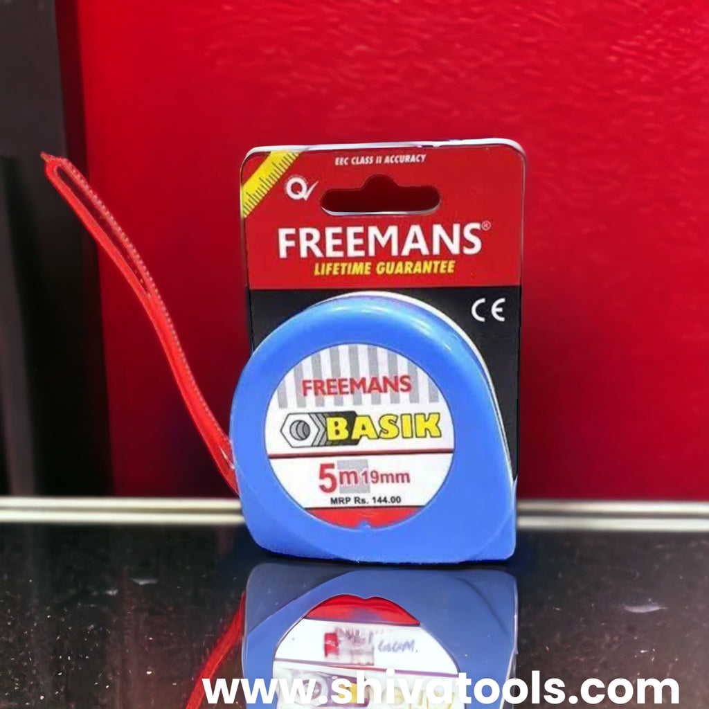 Freemans 5m Basic Measuring Tape Plastic 5M X 19mm Measuring Tape Blue