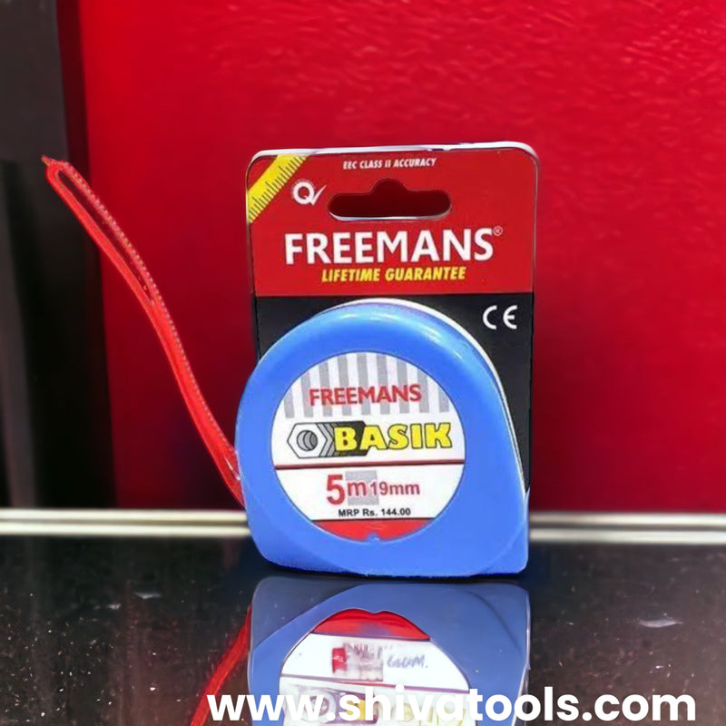 Freemans 5m Basic Measuring Tape Plastic 5M X 19mm Measuring Tape Blue And White)
