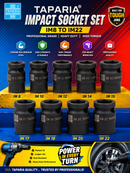 Taparia Hex Bit Impact Socket Set 1/2 Inch Square Drive IM8–IM20 | Heavy Duty Allen Impact Sockets for Power Tools