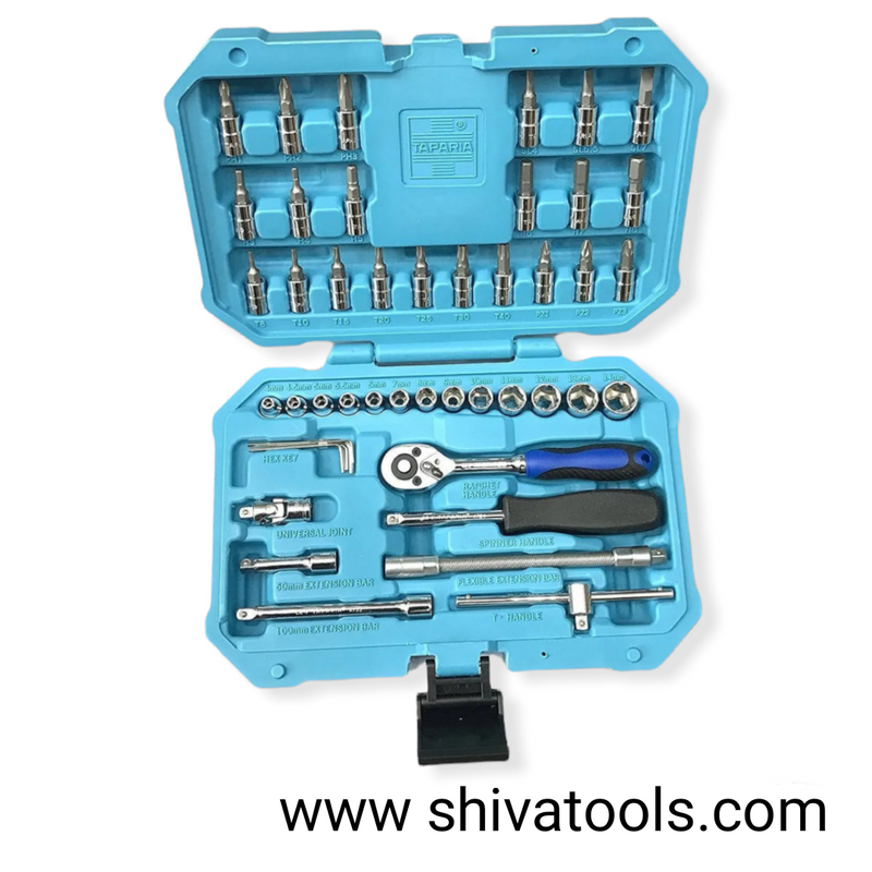 Taparia Hand Tools Taparia SA-46 - 1/4 inch Square Drive  Steel Socket Set 46-Pieces Tool kit