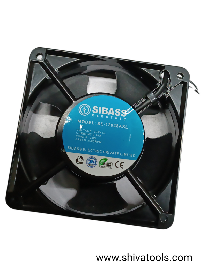 23 W Black Sibass Se-12038asl (120mm X 120mm X 38mm) 4" Cooling Fan, For Industrial, 220 V Ac