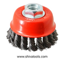 3" Twisted Cup Brush for Cleaning Rust / Paint / Stain In Steel Pipe / Rod