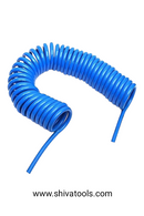 AKARI Heavy Duty Industrial Use Polyurethane Pneumatic  Air Compressor Tubing PU Hose Spiral Tube Pipe 10mm x 6.5 mm, Blue,(10 meters, Flexible Coil)